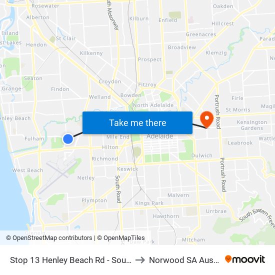 Stop 13 Henley Beach Rd - South side to Norwood SA Australia map