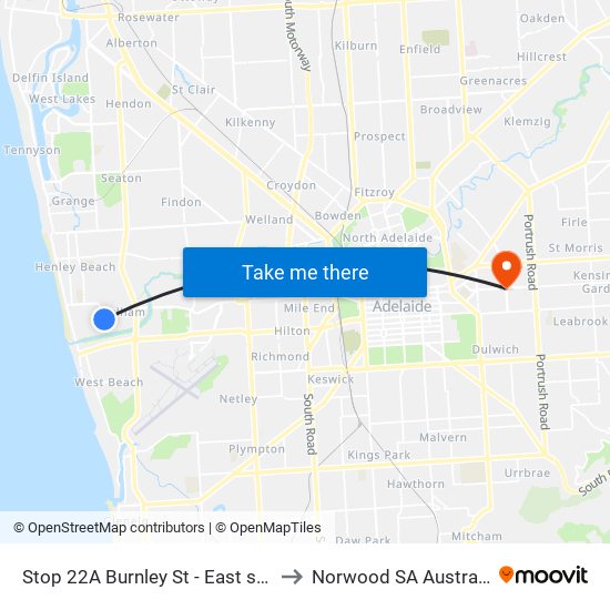 Stop 22A Burnley St - East side to Norwood SA Australia map