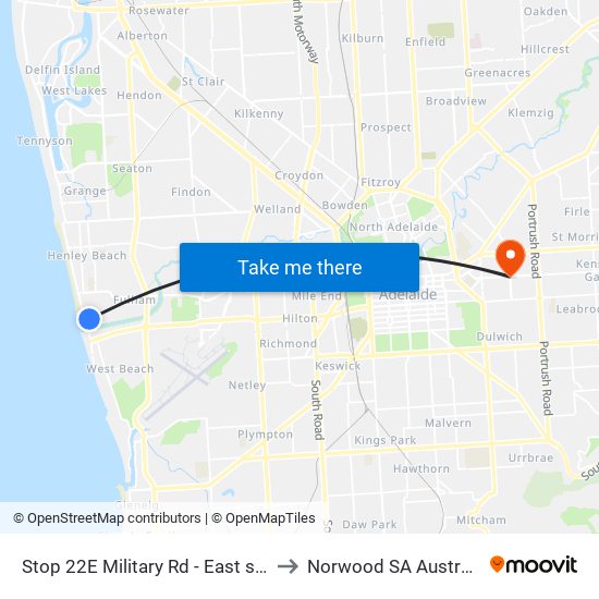 Stop 22E Military Rd - East side to Norwood SA Australia map