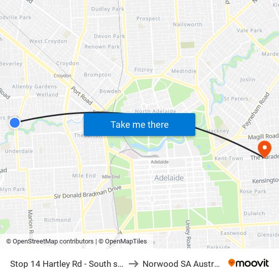 Stop 14 Hartley Rd - South side to Norwood SA Australia map