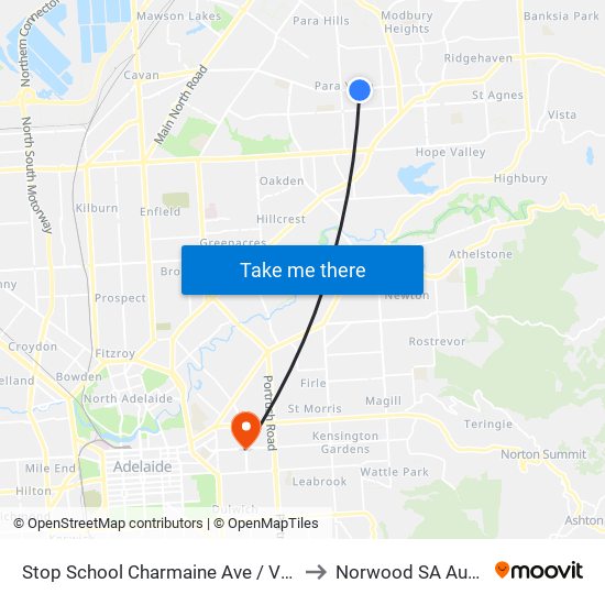 Stop School Charmaine Ave / Volare Ave to Norwood SA Australia map