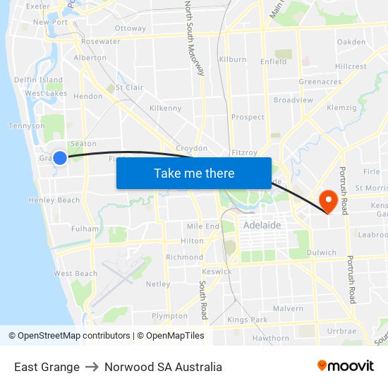 East Grange to Norwood SA Australia map