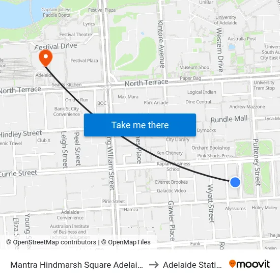 Mantra Hindmarsh Square Adelaide to Adelaide Station map