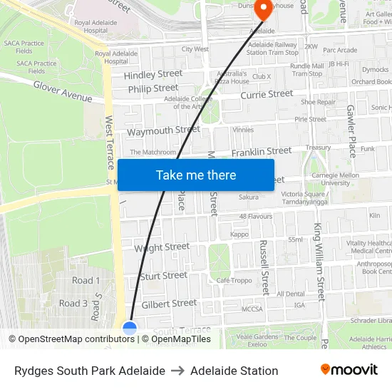 Rydges South Park Adelaide to Adelaide Station map