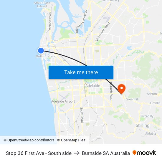 Stop 36 First Ave - South side to Burnside SA Australia map