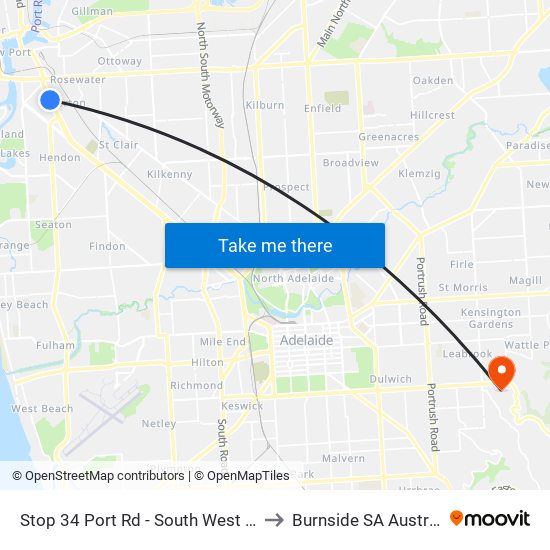 Stop 34 Port Rd - South West side to Burnside SA Australia map