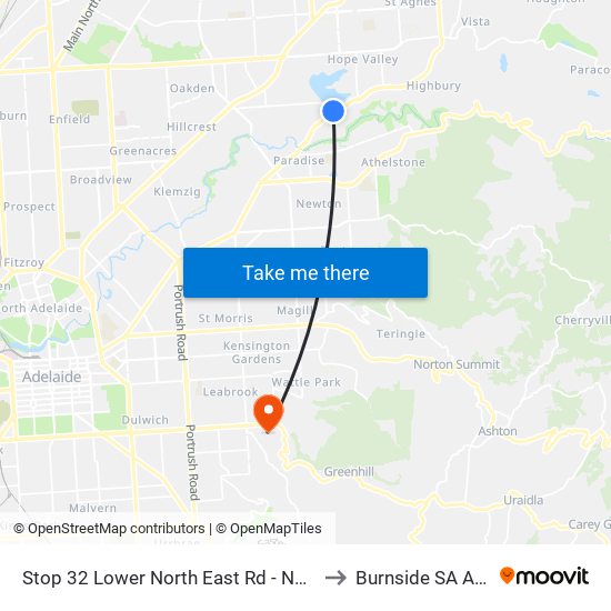 Stop 32 Lower North East Rd - North West side to Burnside SA Australia map