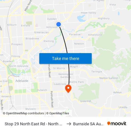 Stop 29 North East Rd - North West side to Burnside SA Australia map