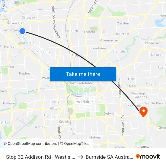 Stop 32 Addison Rd - West side to Burnside SA Australia map