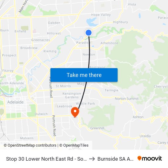 Stop 30 Lower North East Rd - South East side to Burnside SA Australia map