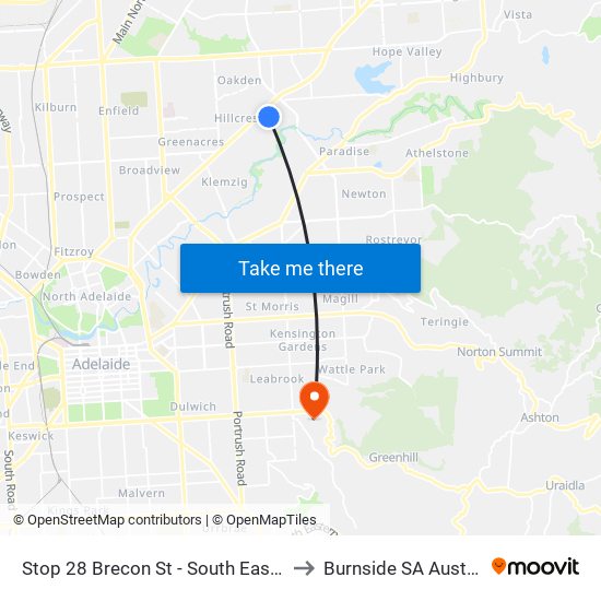 Stop 28 Brecon St - South East side to Burnside SA Australia map
