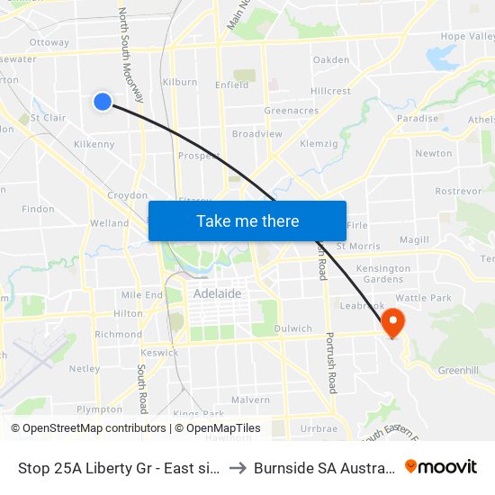 Stop 25A Liberty Gr - East side to Burnside SA Australia map