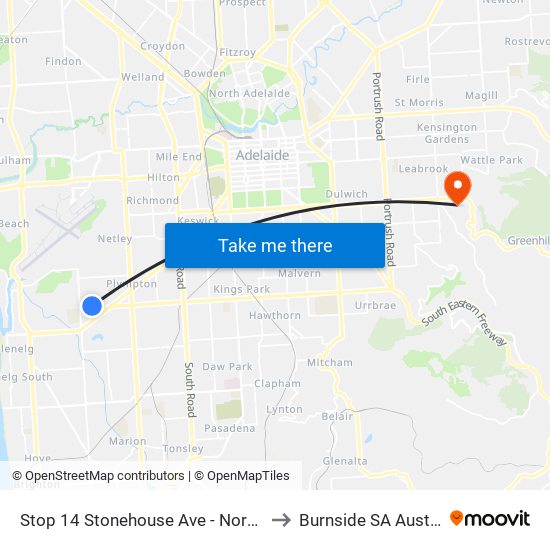 Stop 14 Stonehouse Ave - North side to Burnside SA Australia map