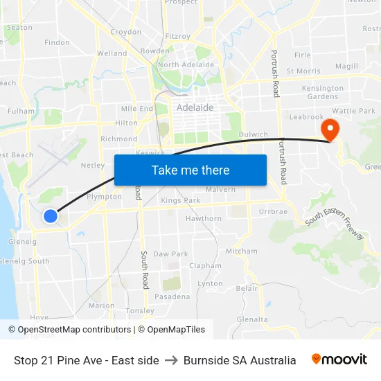 Stop 21 Pine Ave - East side to Burnside SA Australia map