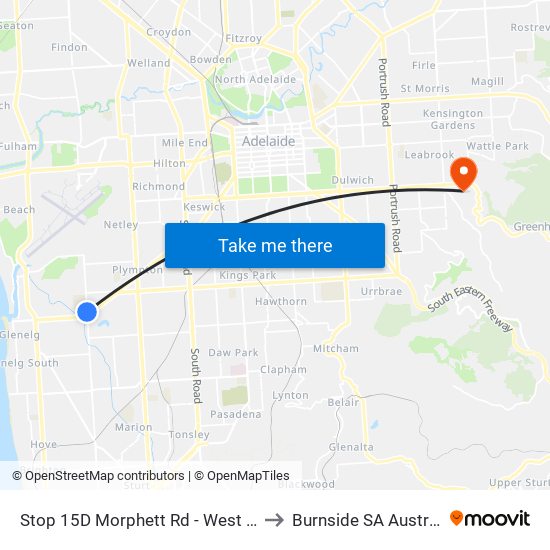 Stop 15D Morphett Rd - West side to Burnside SA Australia map