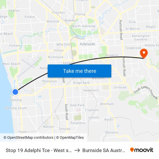 Stop 19 Adelphi Tce - West side to Burnside SA Australia map