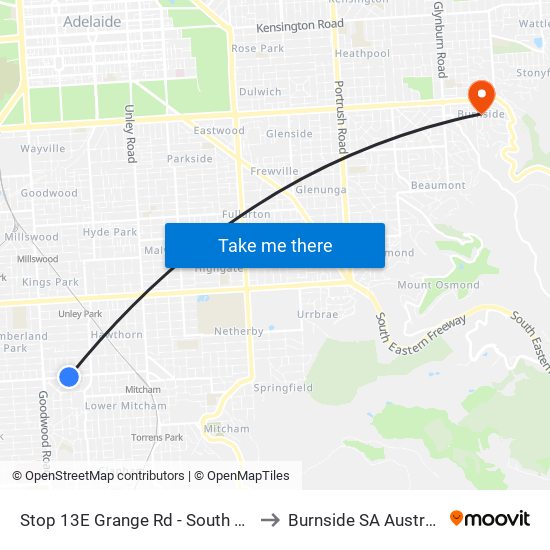 Stop 13E Grange Rd - South side to Burnside SA Australia map