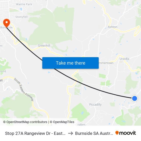 Stop 27A Rangeview Dr - East side to Burnside SA Australia map