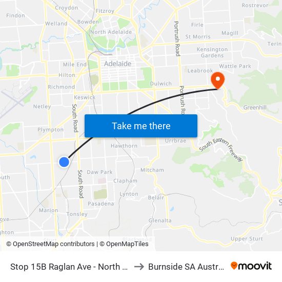 Stop 15B Raglan Ave - North side to Burnside SA Australia map