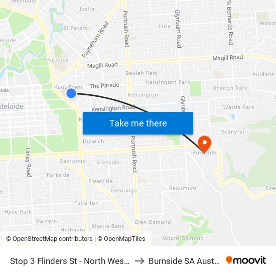 Stop 3 Flinders St - North West side to Burnside SA Australia map