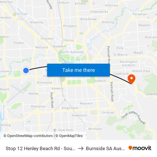 Stop 12 Henley Beach Rd - South side to Burnside SA Australia map