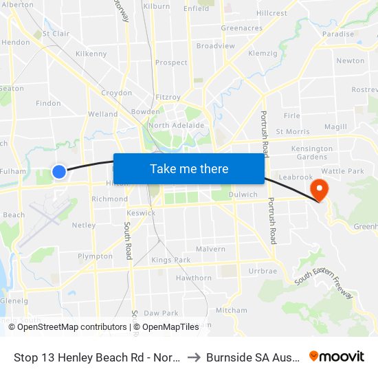 Stop 13 Henley Beach Rd - North side to Burnside SA Australia map