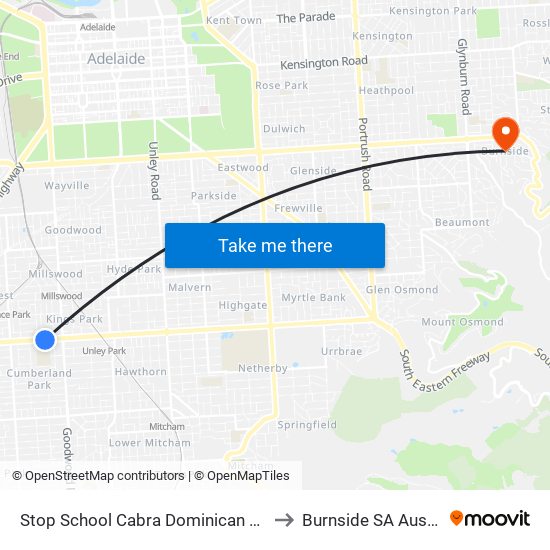 Stop School Cabra Dominican College to Burnside SA Australia map