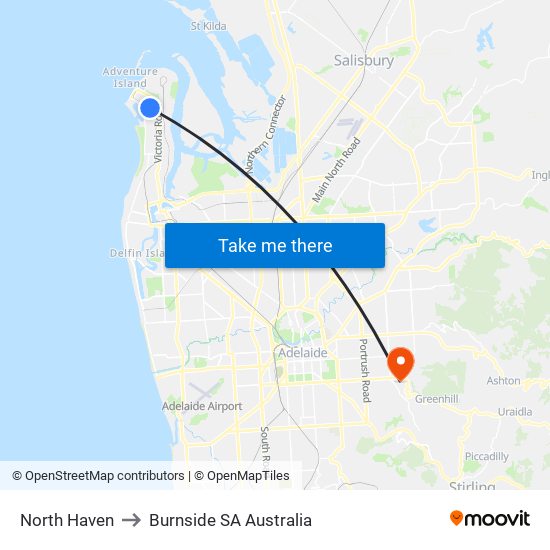 North Haven to Burnside SA Australia map