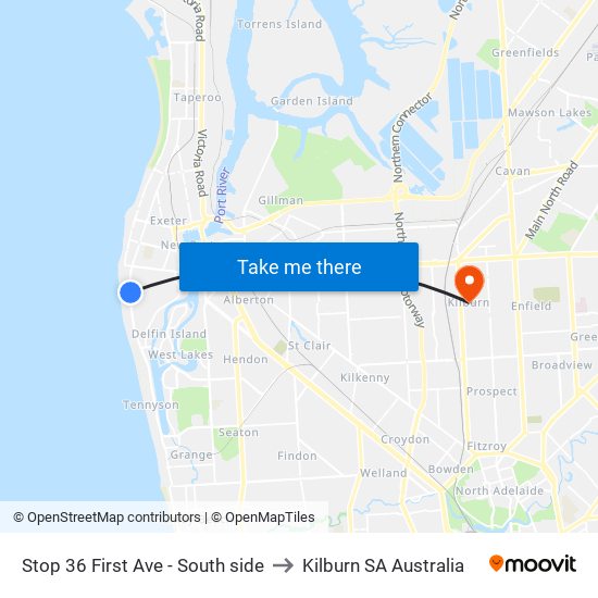 Stop 36 First Ave - South side to Kilburn SA Australia map