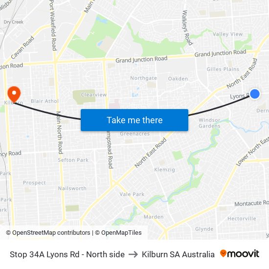 Stop 34A Lyons Rd - North side to Kilburn SA Australia map