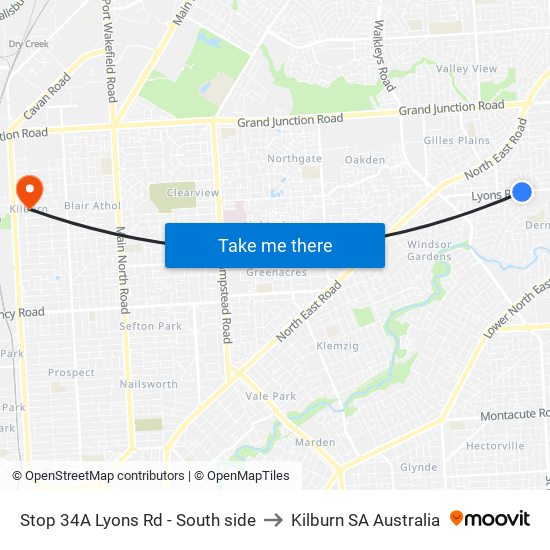 Stop 34A Lyons Rd - South side to Kilburn SA Australia map