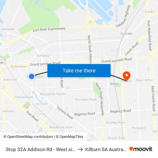 Stop 32A Addison Rd - West side to Kilburn SA Australia map