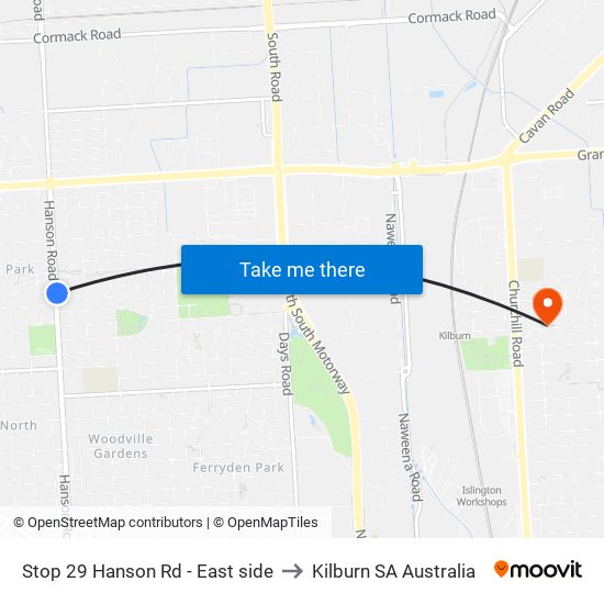 Stop 29 Hanson Rd - East side to Kilburn SA Australia map