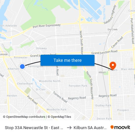 Stop 33A Newcastle St - East side to Kilburn SA Australia map