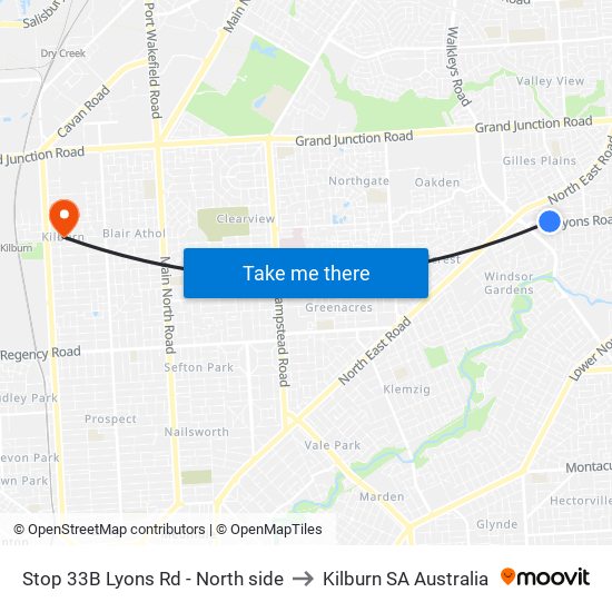 Stop 33B Lyons Rd - North side to Kilburn SA Australia map