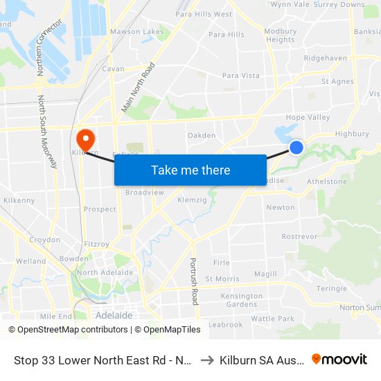 Stop 33 Lower North East Rd - North side to Kilburn SA Australia map