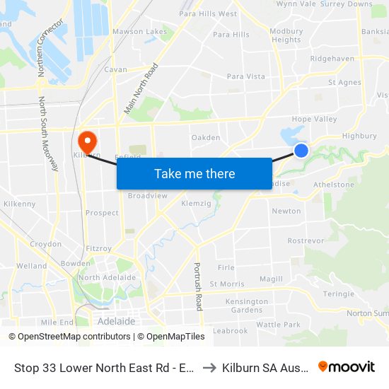 Stop 33 Lower North East Rd - East side to Kilburn SA Australia map
