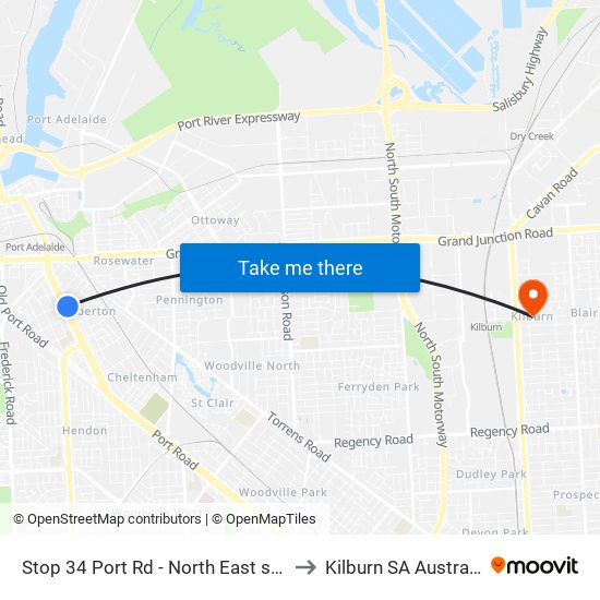 Stop 34 Port Rd - North East side to Kilburn SA Australia map