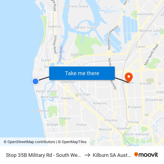 Stop 35B Military Rd - South West side to Kilburn SA Australia map
