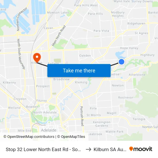 Stop 32 Lower North East Rd - South East side to Kilburn SA Australia map