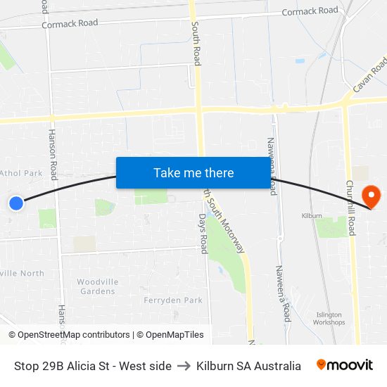 Stop 29B Alicia St - West side to Kilburn SA Australia map