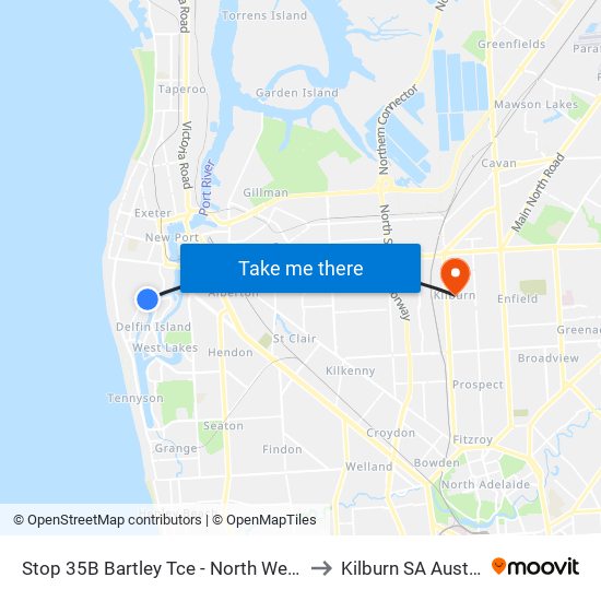 Stop 35B Bartley Tce - North West side to Kilburn SA Australia map