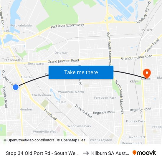 Stop 34 Old Port Rd - South West side to Kilburn SA Australia map