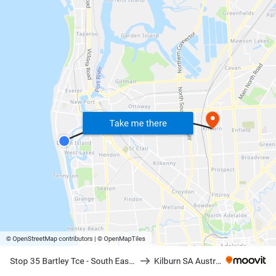 Stop 35 Bartley Tce - South East side to Kilburn SA Australia map