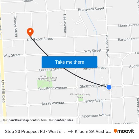 Stop 20 Prospect Rd - West side to Kilburn SA Australia map