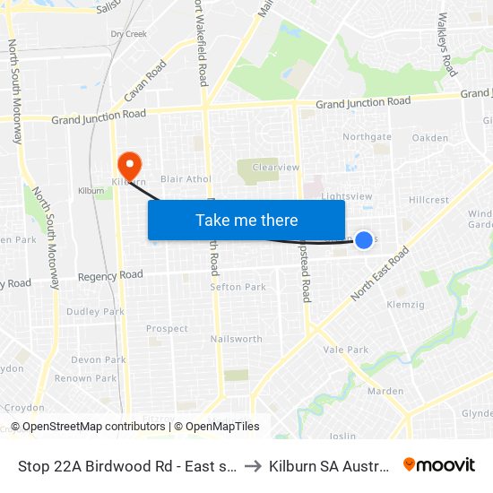 Stop 22A Birdwood Rd - East side to Kilburn SA Australia map