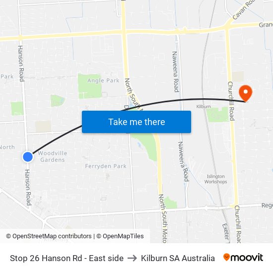 Stop 26 Hanson Rd - East side to Kilburn SA Australia map