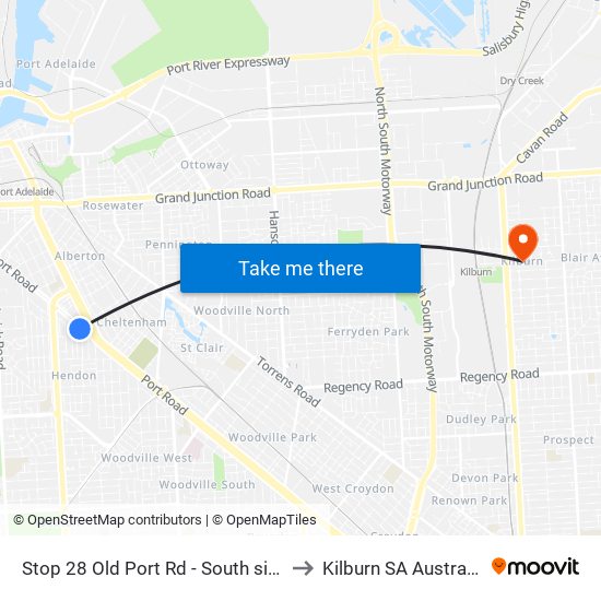 Stop 28 Old Port Rd - South side to Kilburn SA Australia map