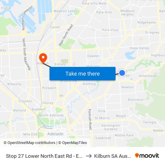 Stop 27 Lower North East Rd - East side to Kilburn SA Australia map