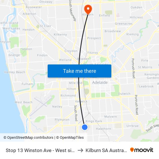 Stop 13 Winston Ave - West side to Kilburn SA Australia map